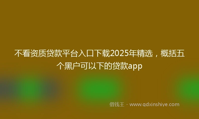 不看资质贷款平台入口下载2025年精选，概括五个黑户可以下的贷款app