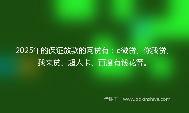 2025年的保证放款的网贷有：e微贷、你我贷、我来贷、超人卡、百度有钱花等。