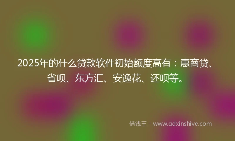 2025年的什么贷款软件初始额度高有：惠商贷、省呗、东方汇、安逸花、还呗等。