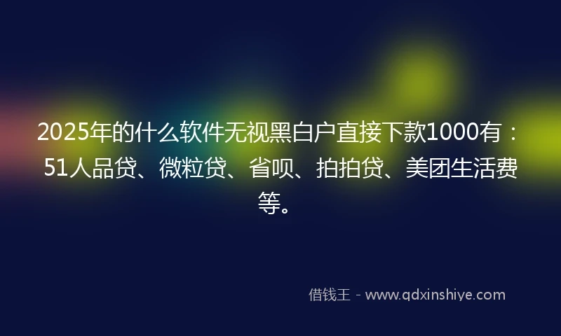 2025年的什么软件无视黑白户直接下款1000有：51人品贷、微粒贷、省呗、拍拍贷、美团生活费等。