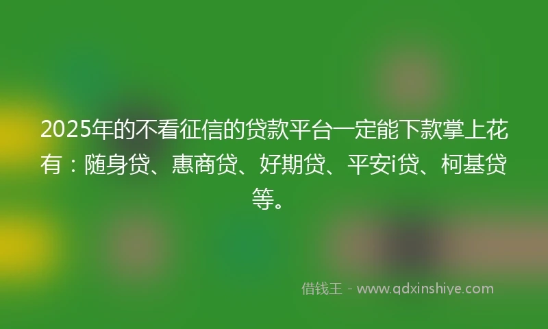 2025年的不看征信的贷款平台一定能下款掌上花有：随身贷、惠商贷、好期贷、平安i贷、柯基贷等。