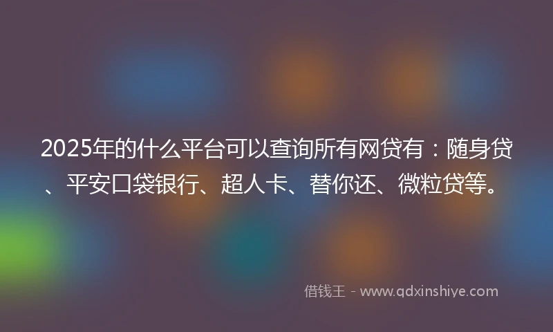 2025年的什么平台可以查询所有网贷有：随身贷、平安口袋银行、超人卡、替你还、微粒贷等。