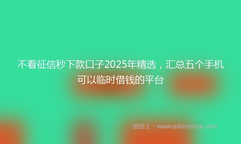 不看征信秒下款口子2025年精选，汇总五个手机可以临时借钱的平台