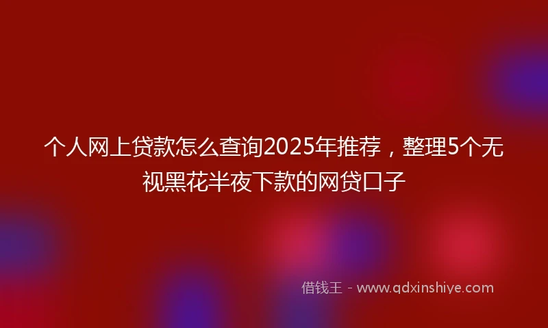 个人网上贷款怎么查询2025年推荐，整理5个无视黑花半夜下款的网贷口子