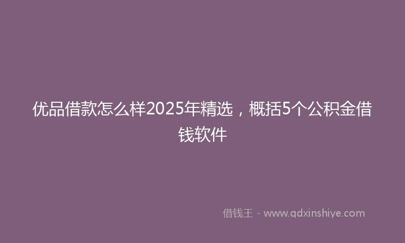 优品借款怎么样2025年精选，概括5个公积金借钱软件