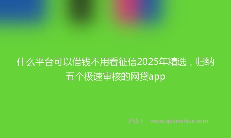 什么平台可以借钱不用看征信2025年精选，归纳五个极速审核的网贷app
