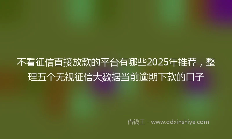 不看征信直接放款的平台有哪些2025年推荐，整理五个无视征信大数据当前逾期下款的口子