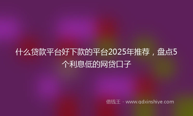 什么贷款平台好下款的平台2025年推荐，盘点5个利息低的网贷口子