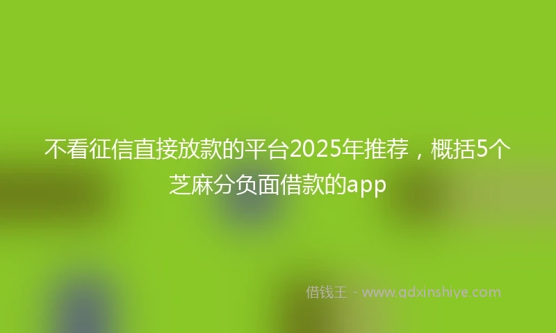 不看征信直接放款的平台2025年推荐，概括5个芝麻分负面借款的app