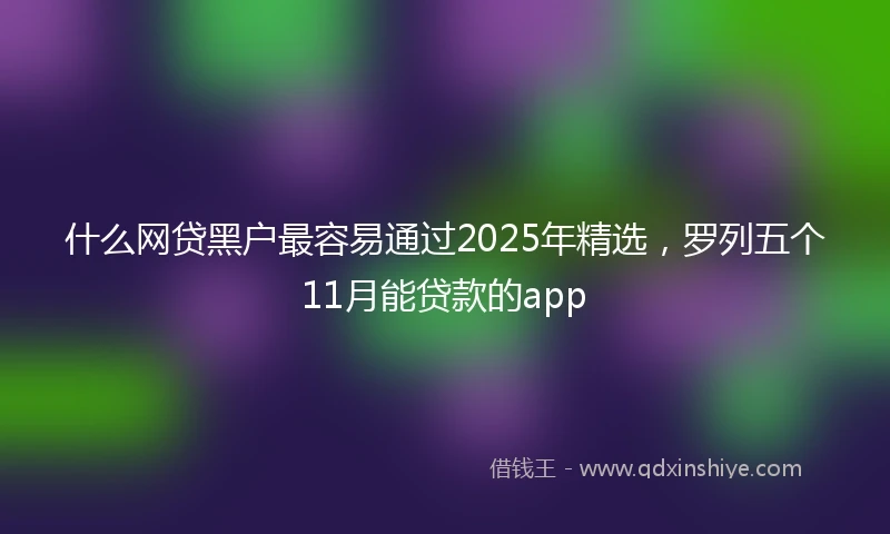 什么网贷黑户最容易通过2025年精选，罗列五个11月能贷款的app