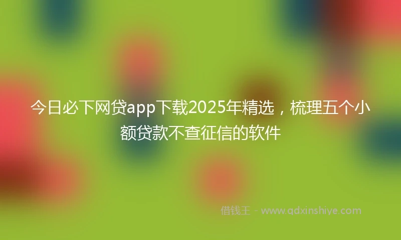 今日必下网贷app下载2025年精选，梳理五个小额贷款不查征信的软件