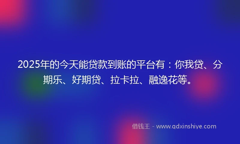 2025年的今天能贷款到账的平台有：你我贷、分期乐、好期贷、拉卡拉、融逸花等。