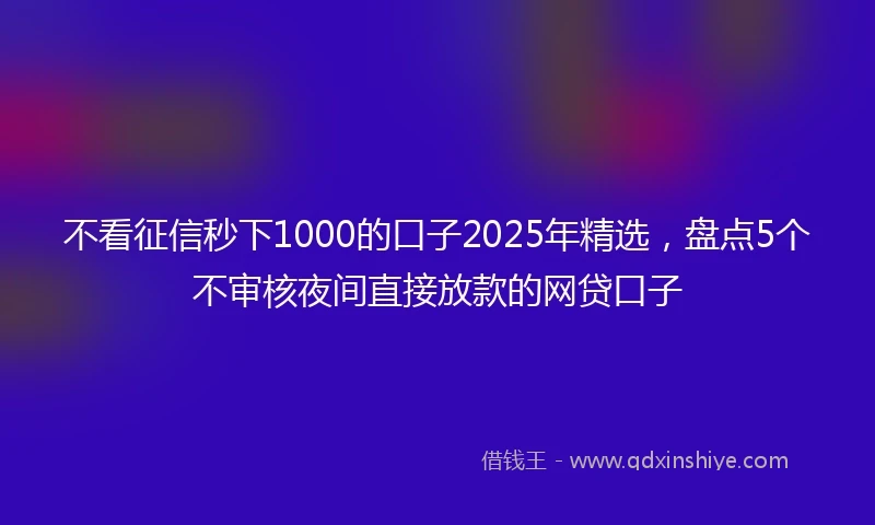 不看征信秒下1000的口子2025年精选，盘点5个不审核夜间直接放款的网贷口子