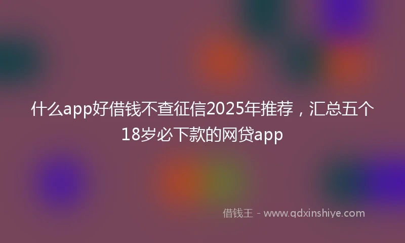 什么app好借钱不查征信2025年推荐，汇总五个18岁必下款的网贷app