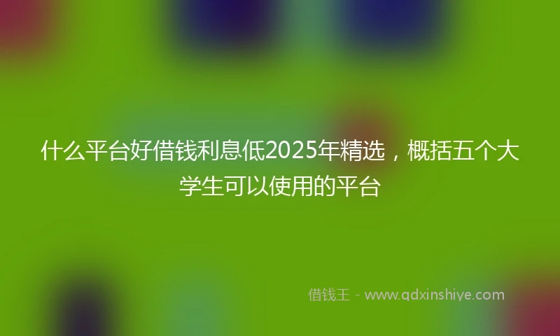什么平台好借钱利息低2025年精选，概括五个大学生可以使用的平台