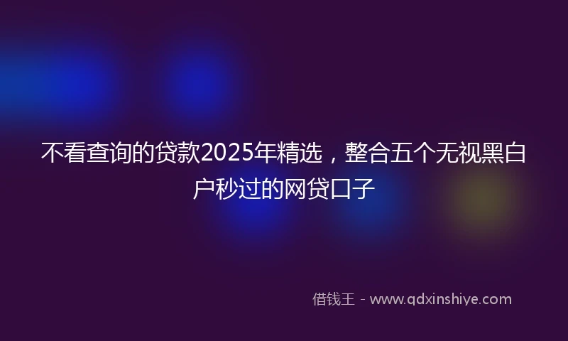 不看查询的贷款2025年精选，整合五个无视黑白户秒过的网贷口子