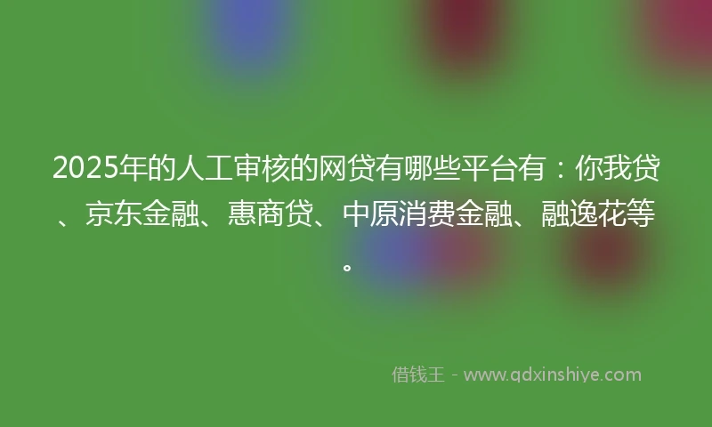 2025年的人工审核的网贷有哪些平台有：你我贷、京东金融、惠商贷、中原消费金融、融逸花等。