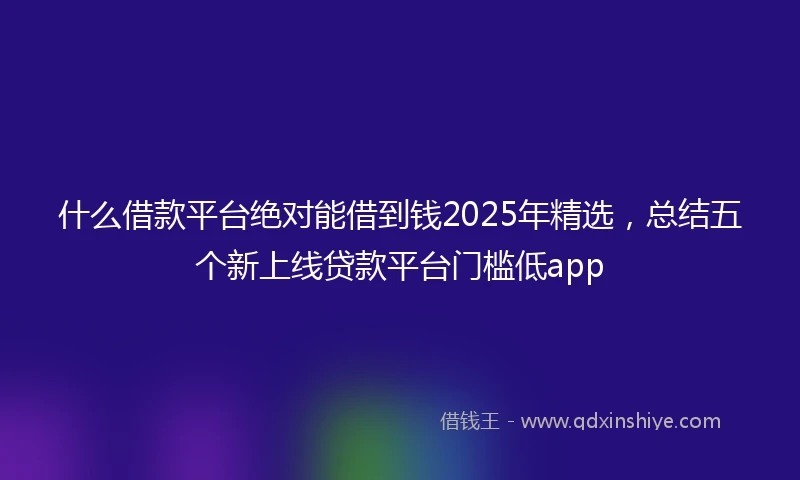 什么借款平台绝对能借到钱2025年精选，总结五个新上线贷款平台门槛低app