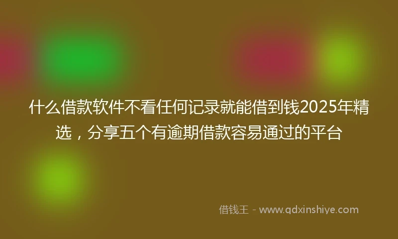 什么借款软件不看任何记录就能借到钱2025年精选，分享五个有逾期借款容易通过的平台