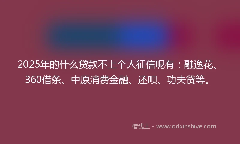 2025年的什么贷款不上个人征信呢有：融逸花、360借条、中原消费金融、还呗、功夫贷等。