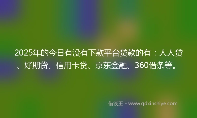 2025年的今日有没有下款平台贷款的有：人人贷、好期贷、信用卡贷、京东金融、360借条等。