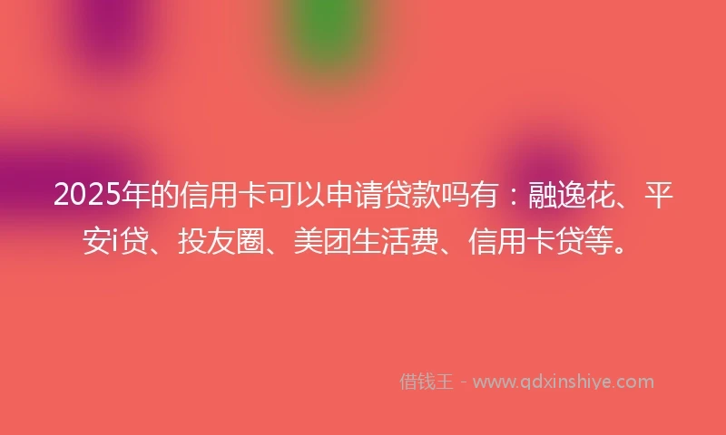 2025年的信用卡可以申请贷款吗有：融逸花、平安i贷、投友圈、美团生活费、信用卡贷等。