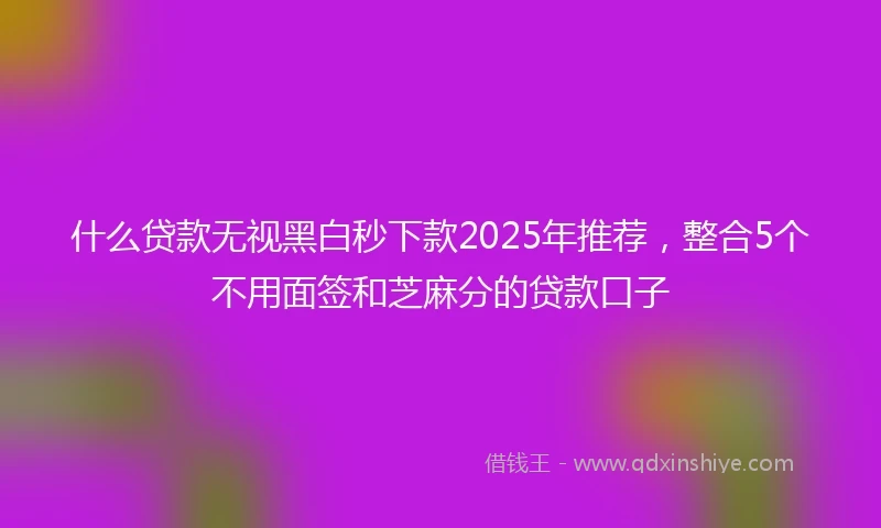什么贷款无视黑白秒下款2025年推荐，整合5个不用面签和芝麻分的贷款口子