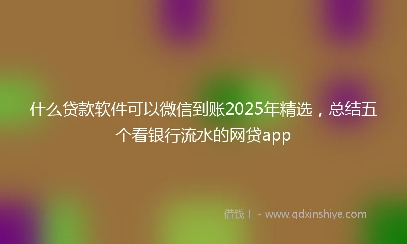 什么贷款软件可以微信到账2025年精选，总结五个看银行流水的网贷app