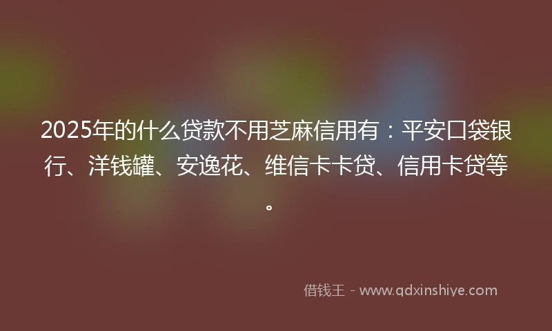 2025年的什么贷款不用芝麻信用有：平安口袋银行、洋钱罐、安逸花、维信卡卡贷、信用卡贷等。