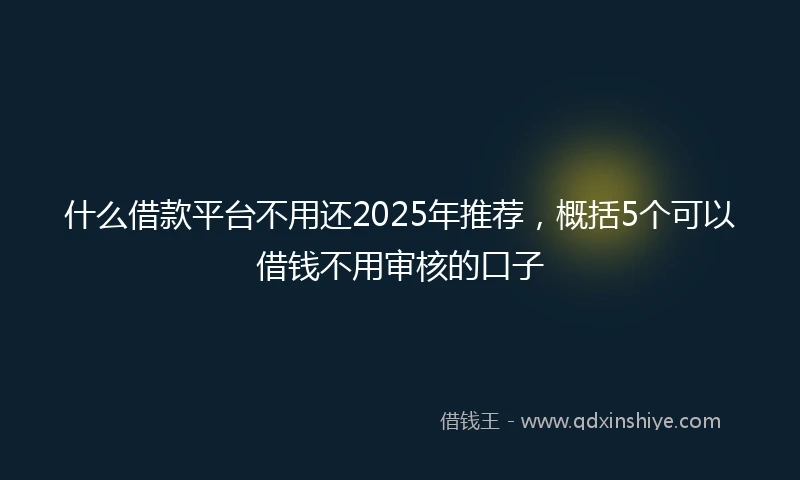 什么借款平台不用还2025年推荐，概括5个可以借钱不用审核的口子