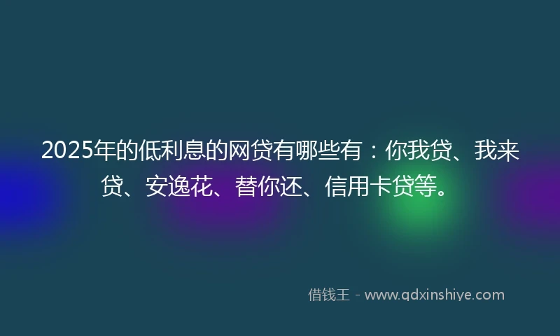 2025年的低利息的网贷有哪些有：你我贷、我来贷、安逸花、替你还、信用卡贷等。