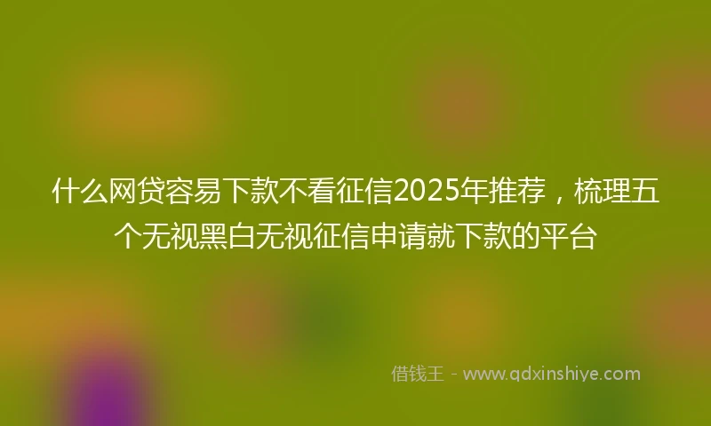 什么网贷容易下款不看征信2025年推荐，梳理五个无视黑白无视征信申请就下款的平台