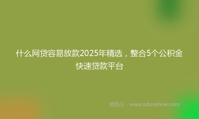 什么网贷容易放款2025年精选，整合5个公积金快速贷款平台