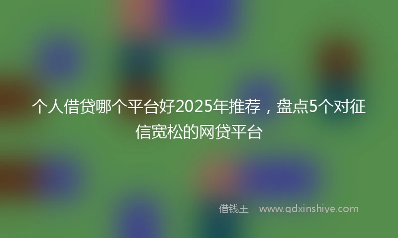 个人借贷哪个平台好2025年推荐，盘点5个对征信宽松的网贷平台