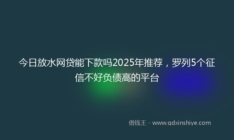 今日放水网贷能下款吗2025年推荐，罗列5个征信不好负债高的平台