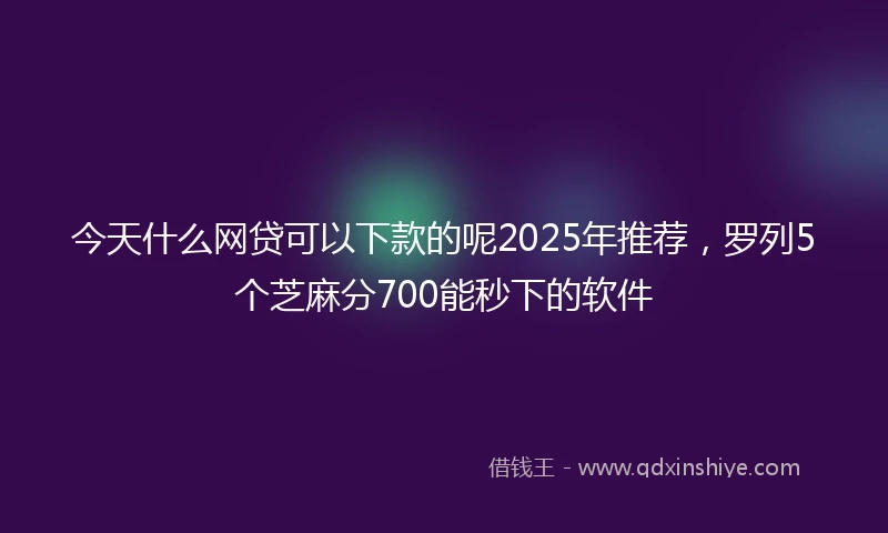 今天什么网贷可以下款的呢2025年推荐，罗列5个芝麻分700能秒下的软件