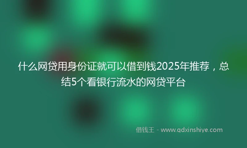 什么网贷用身份证就可以借到钱2025年推荐，总结5个看银行流水的网贷平台