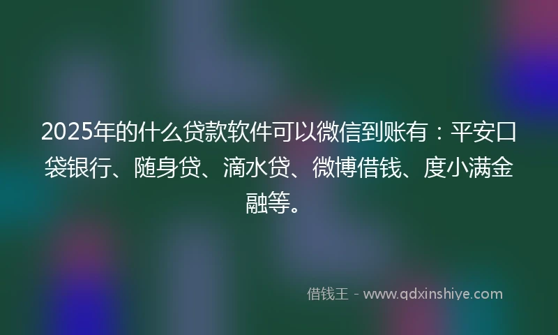2025年的什么贷款软件可以微信到账有：平安口袋银行、随身贷、滴水贷、微博借钱、度小满金融等。