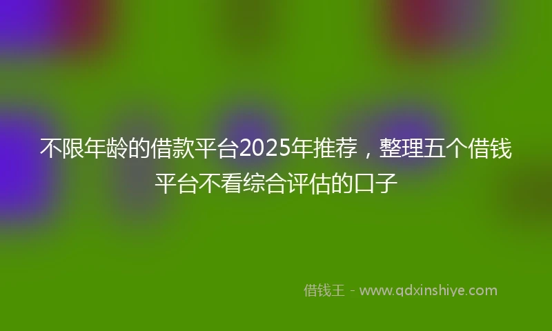 不限年龄的借款平台2025年推荐，整理五个借钱平台不看综合评估的口子