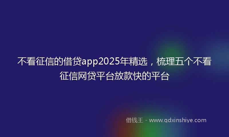 不看征信的借贷app2025年精选，梳理五个不看征信网贷平台放款快的平台