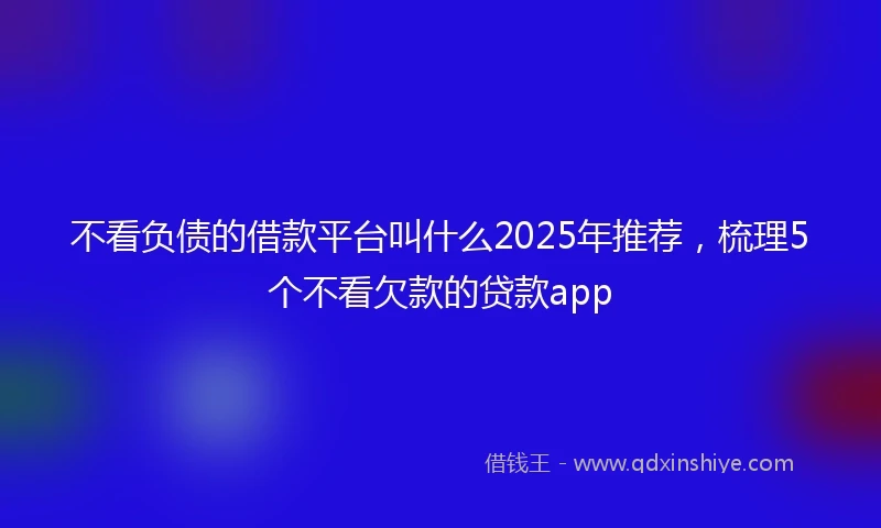 不看负债的借款平台叫什么2025年推荐，梳理5个不看欠款的贷款app