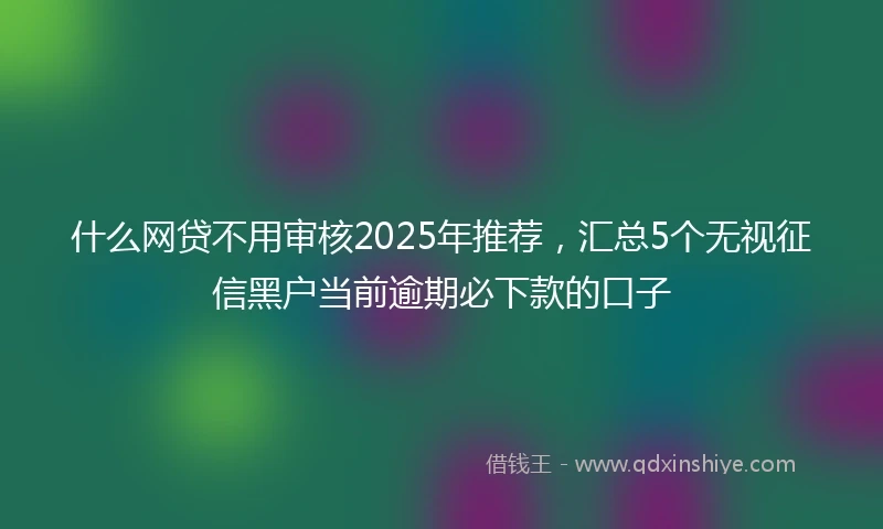 什么网贷不用审核2025年推荐，汇总5个无视征信黑户当前逾期必下款的口子