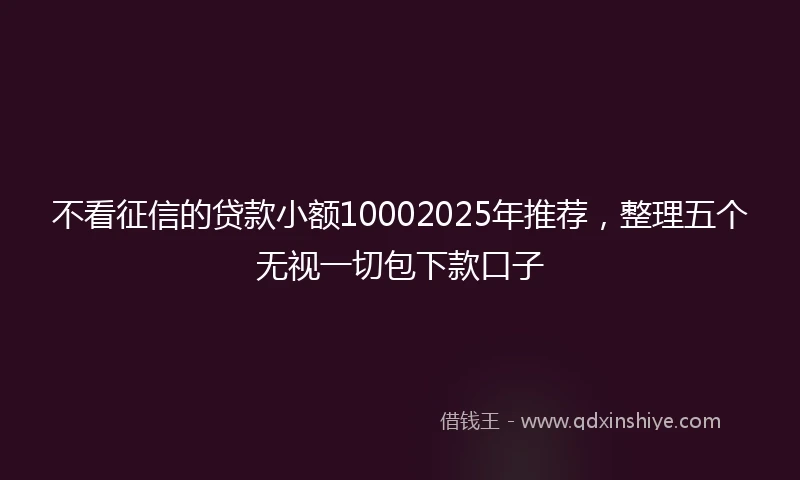 不看征信的贷款小额10002025年推荐，整理五个无视一切包下款口子