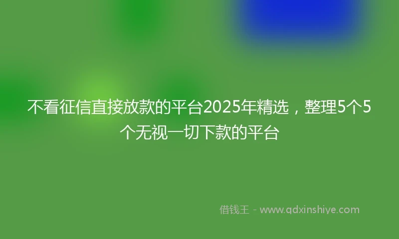 不看征信直接放款的平台2025年精选，整理5个5个无视一切下款的平台