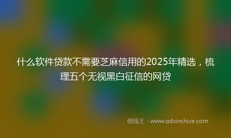 什么软件贷款不需要芝麻信用的2025年精选，梳理五个无视黑白征信的网贷