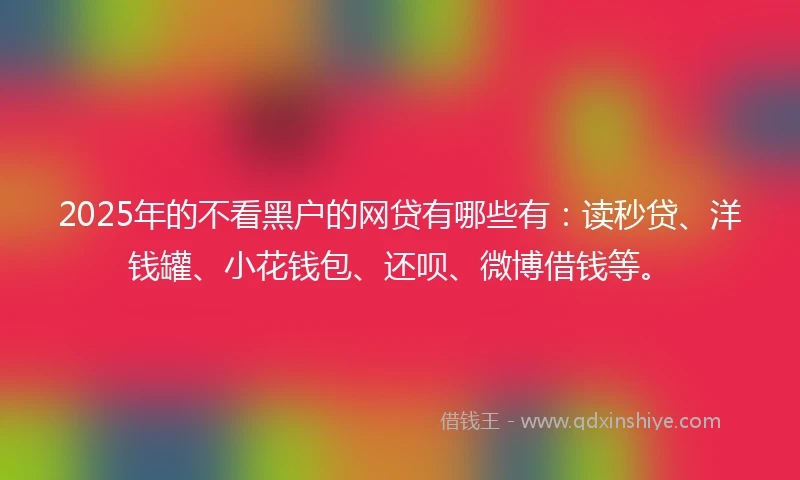 2025年的不看黑户的网贷有哪些有：读秒贷、洋钱罐、小花钱包、还呗、微博借钱等。