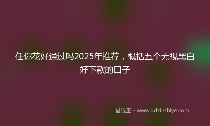 任你花好通过吗2025年推荐，概括五个无视黑白好下款的口子