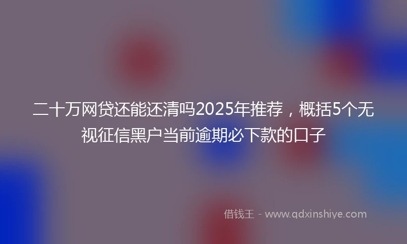 二十万网贷还能还清吗2025年推荐，概括5个无视征信黑户当前逾期必下款的口子