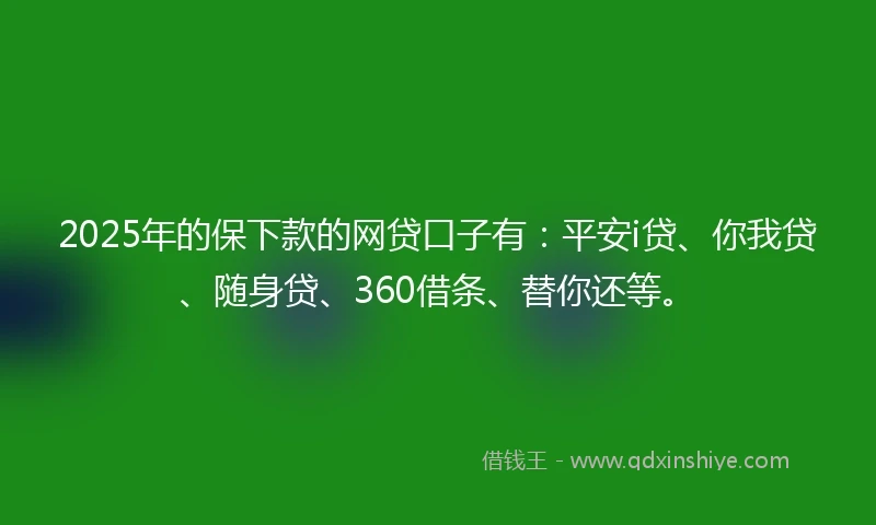 2025年的保下款的网贷口子有：平安i贷、你我贷、随身贷、360借条、替你还等。