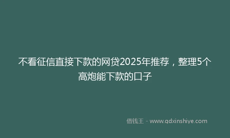 不看征信直接下款的网贷2025年推荐，整理5个高炮能下款的口子